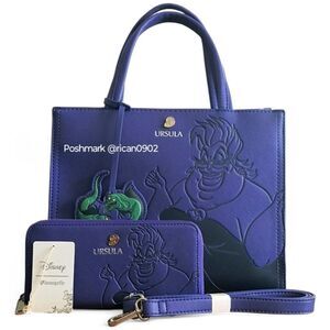 Disney Loungefly The Little Mermaid Debossed Ursula Satchel and Wallet